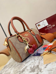 Coach Mini Rowan Bag in Signature Canvas with Cherry Charm