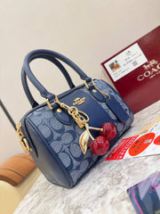 Coach Mini Rowan Bag in Signature Canvas with Cherry Charm