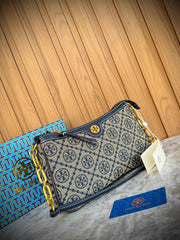 Tory Burch T Monogram Jacquard and Leather Studio Shoulder Bag