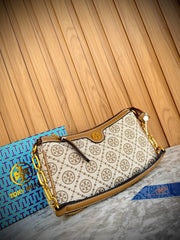 Tory Burch T Monogram Jacquard and Leather Studio Shoulder Bag