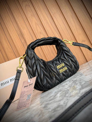 Miu Miu Wander Matelassé Nappa Leather Mini Hobo Bag