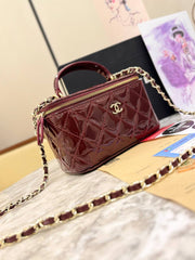 Chanel Vanity Case Bag in Quilted Patent Leather