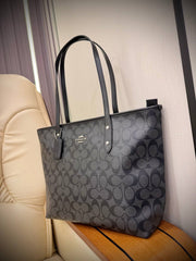 Coach City Zip Tote in Signature Canvas