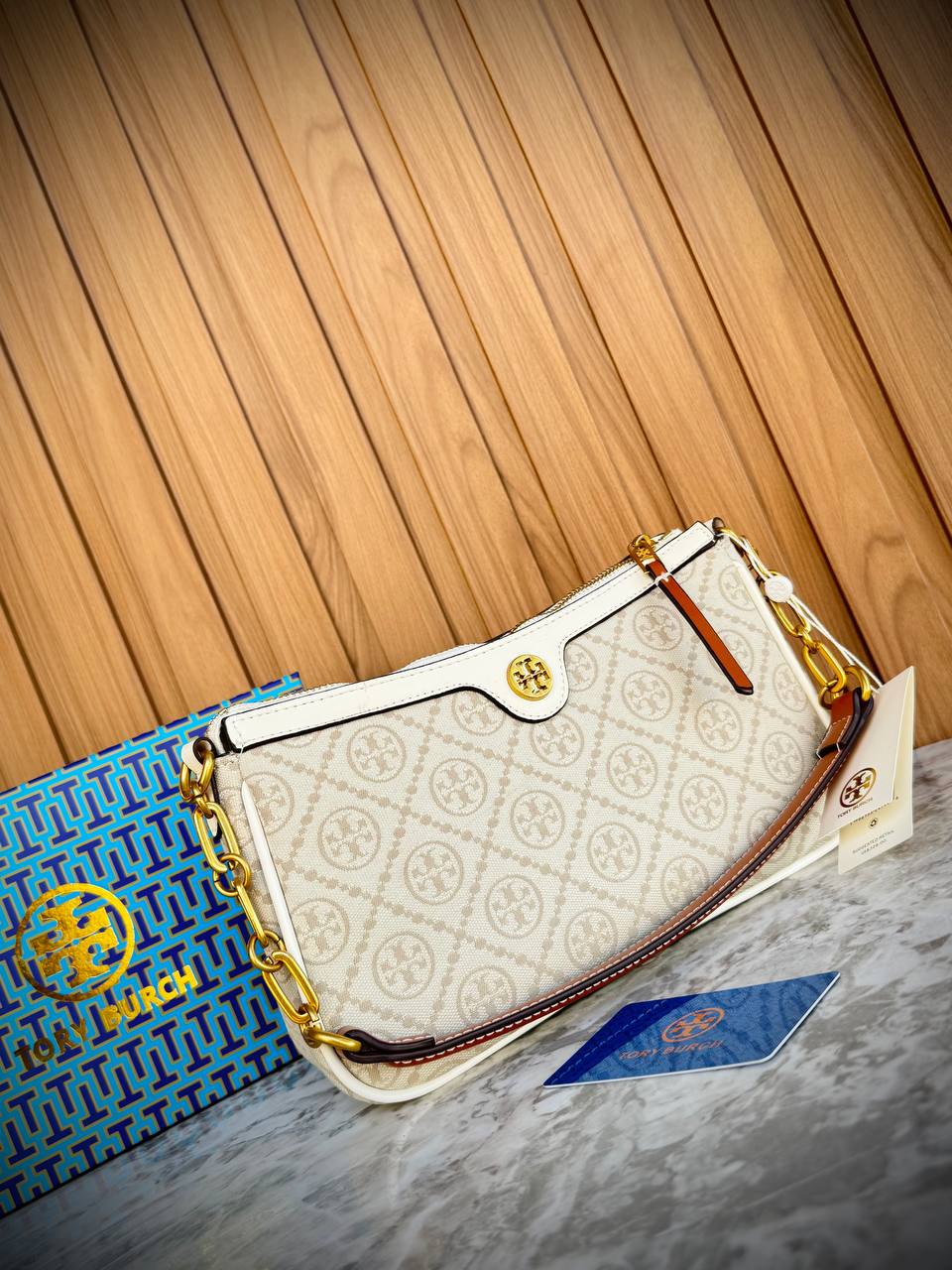 Tory Burch T Monogram Jacquard and Leather Studio Shoulder Bag