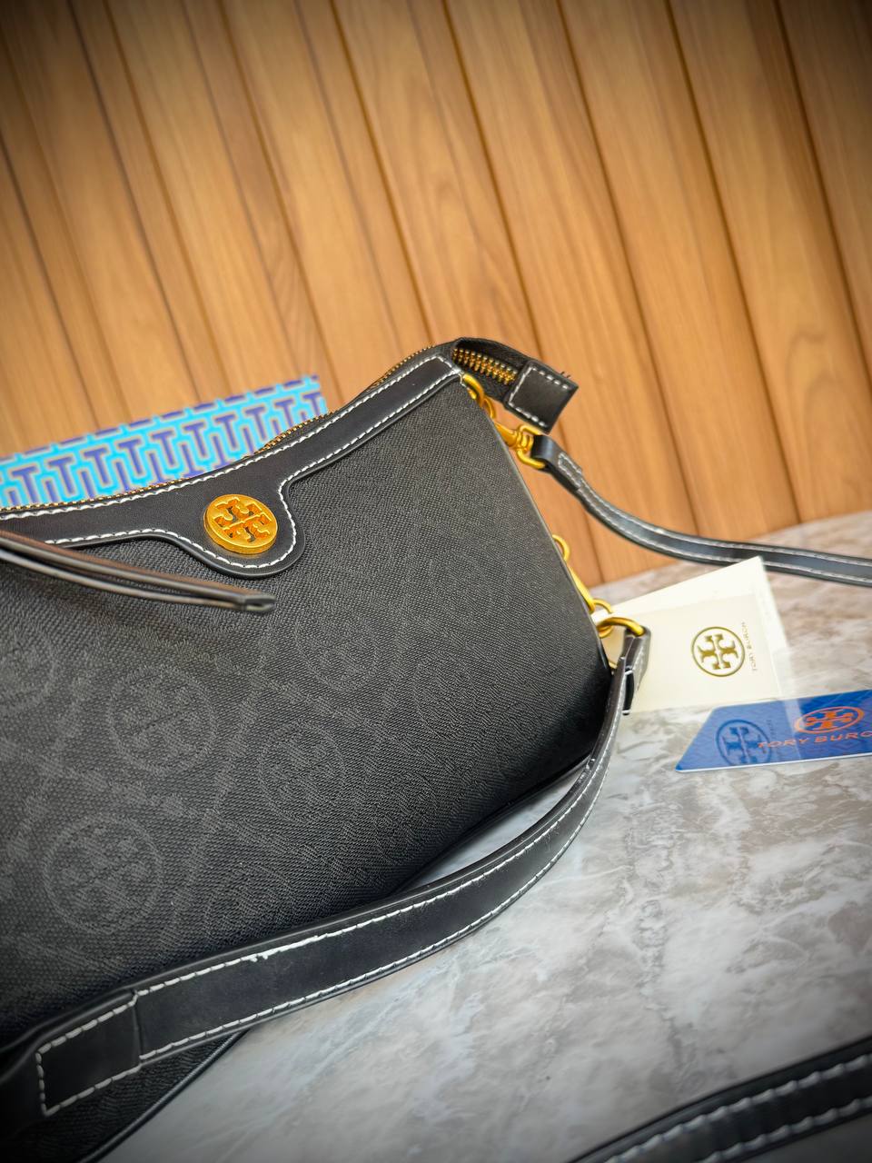 Tory Burch T Monogram Jacquard and Leather Studio Shoulder Bag