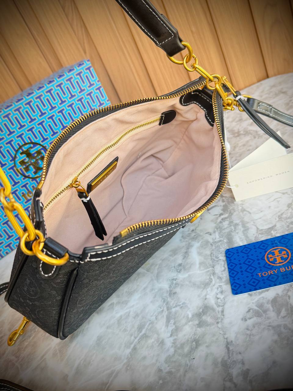 Tory Burch T Monogram Jacquard and Leather Studio Shoulder Bag
