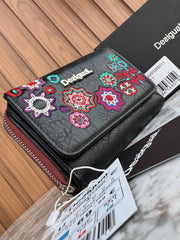 Desigual Zip-Around Wallet in Embroidered Leather
