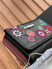 Desigual Zip-Around Wallet in Embroidered Leather