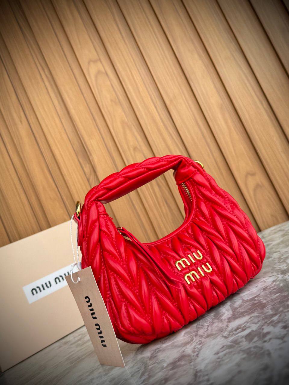 Miu Miu Wander Matelassé Nappa Leather Mini Hobo Bag