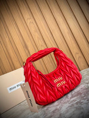 Miu Miu Wander Matelassé Nappa Leather Mini Hobo Bag