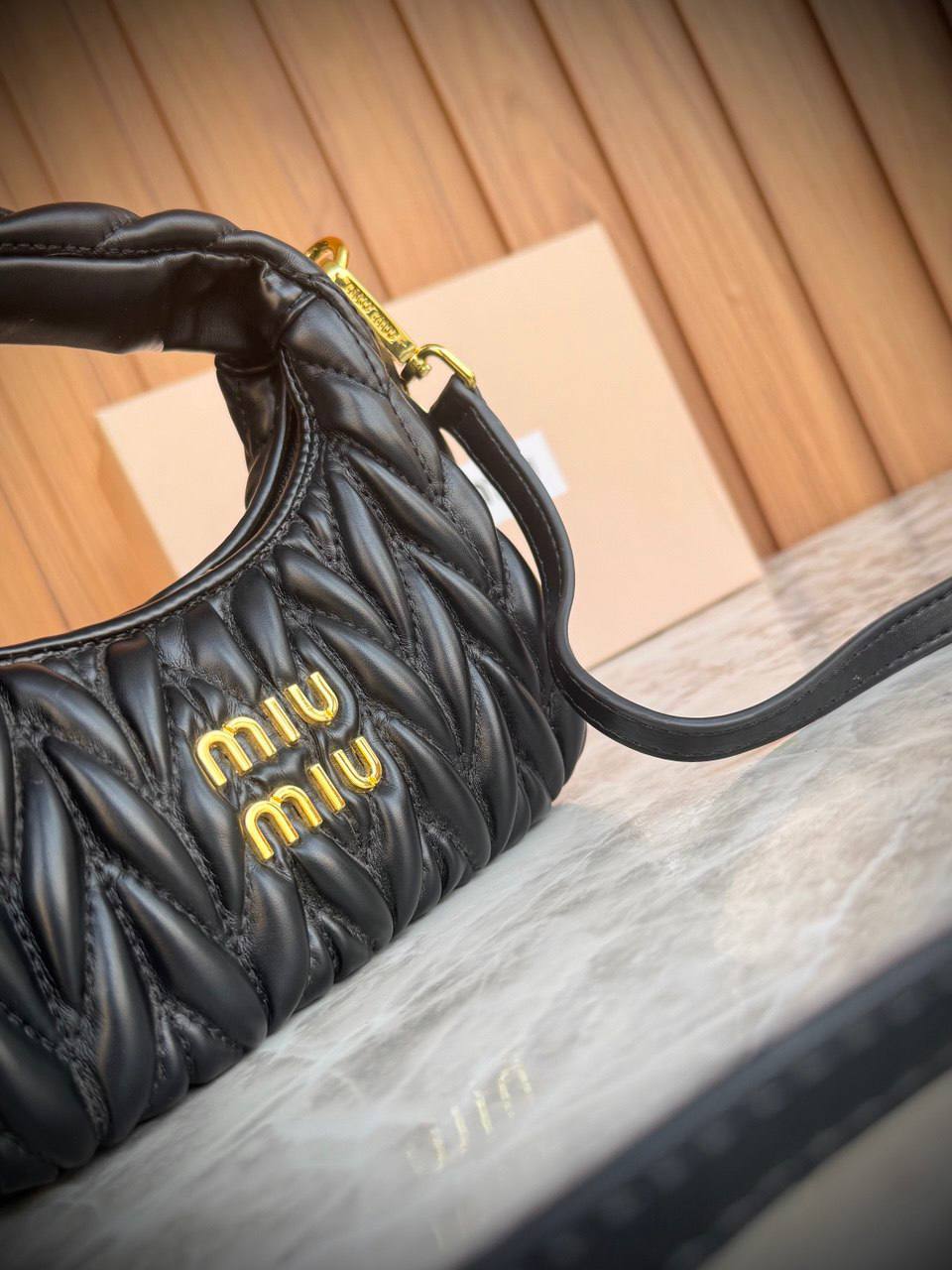 Miu Miu Wander Matelassé Nappa Leather Mini Hobo Bag