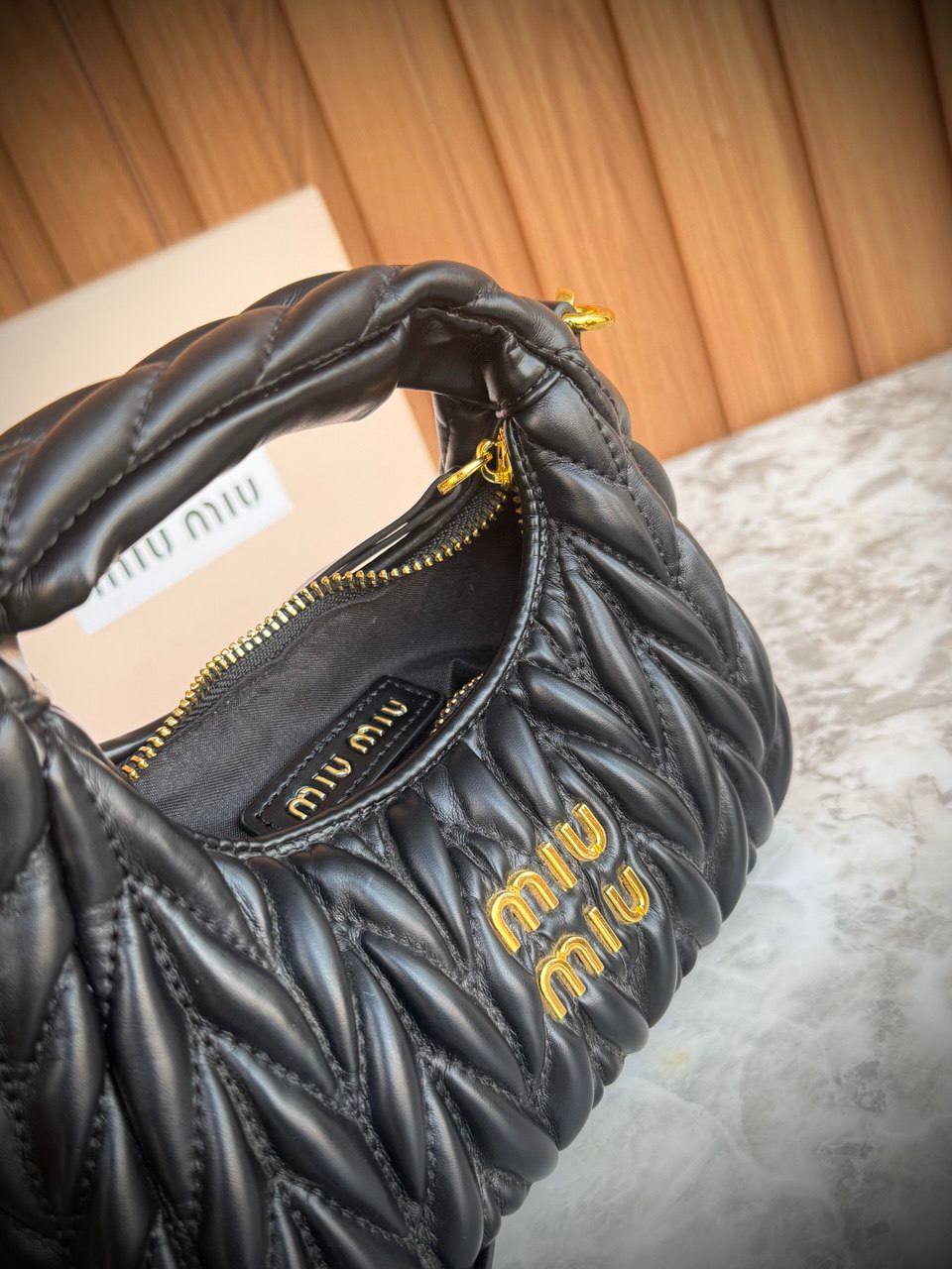 Miu Miu Wander Matelassé Nappa Leather Mini Hobo Bag