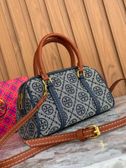 Tory Burch T-Monogram Jacquard Mini Barrel Bag