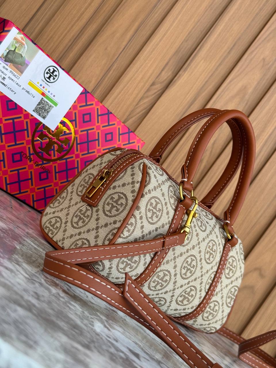 Tory Burch T-Monogram Jacquard Mini Barrel Bag