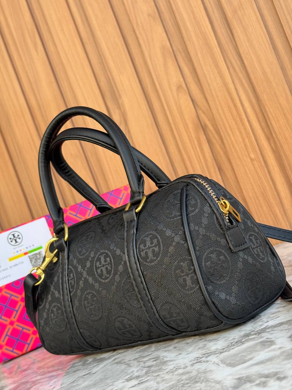 Tory Burch T-Monogram Jacquard Mini Barrel Bag