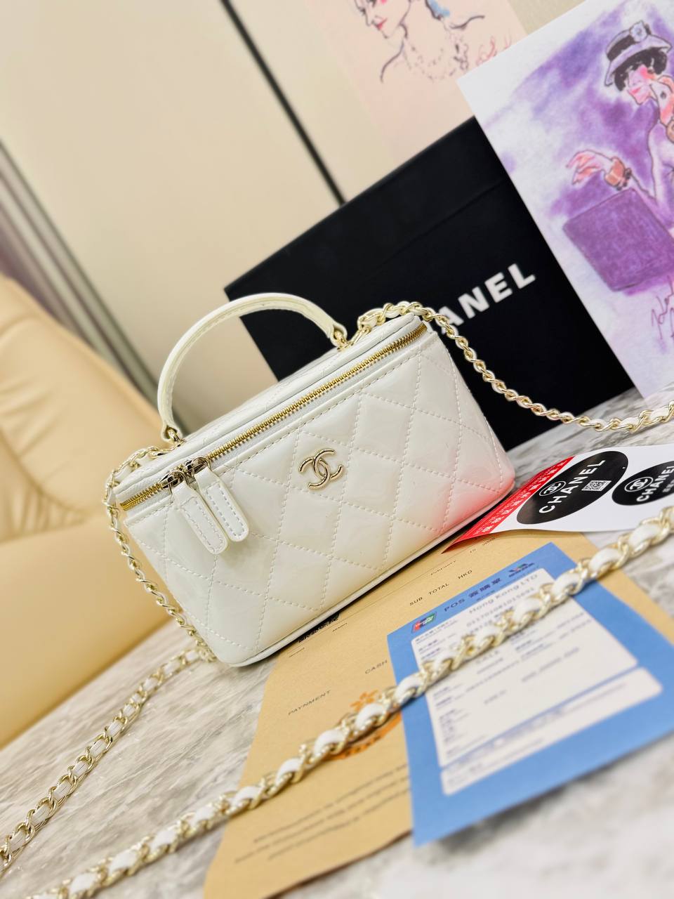 Chanel Vanity Case Bag in Quilted Patent Leather