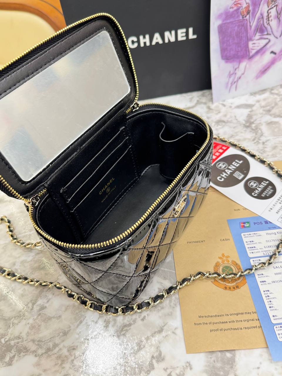 Chanel Vanity Case Bag in Quilted Patent Leather