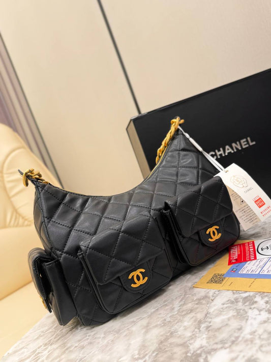Chanel Multi-Pocket Quilted Hobo Bag
