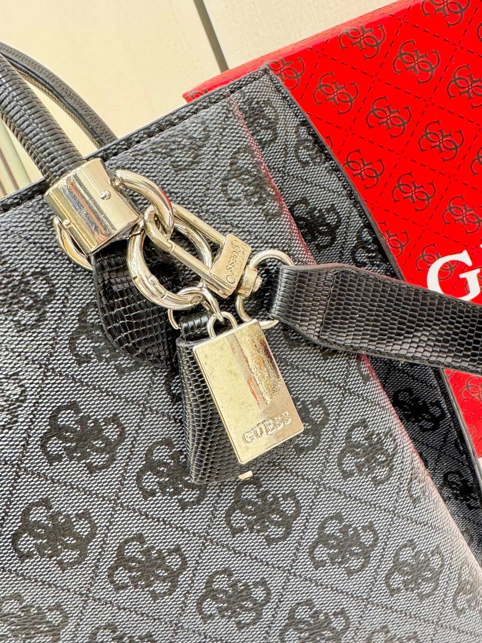 Guess Noelle Logo Print Satchel Tote Bag