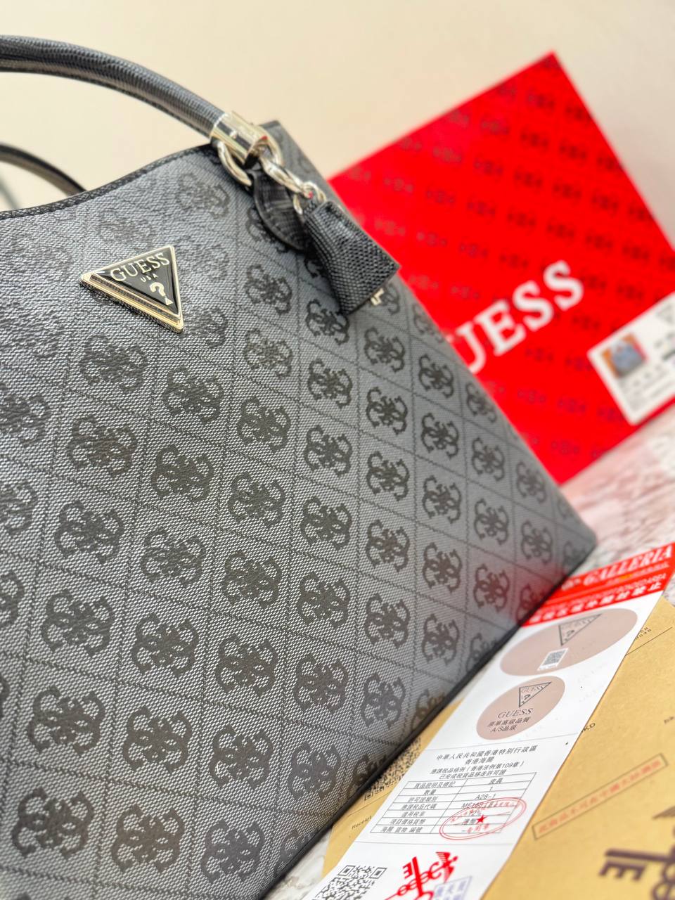 Guess Noelle Logo Print Satchel Tote Bag