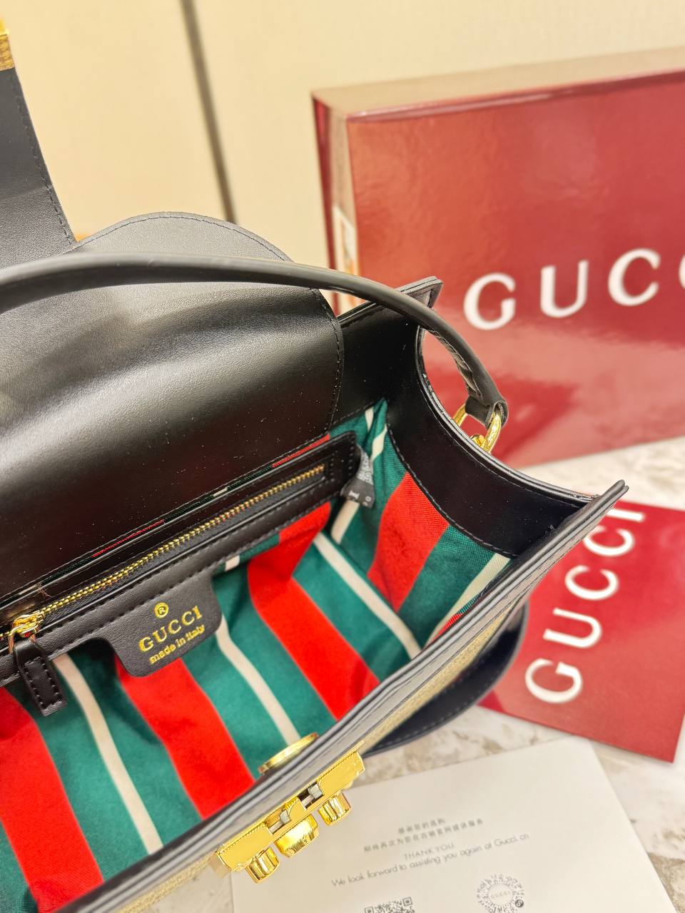 Gucci Padlock Medium Top Handle Bag in GG Supreme Canvas
