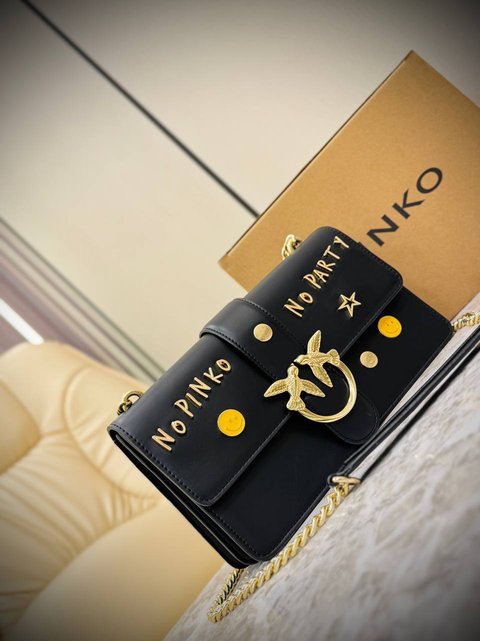 Pinko Love Bag in Smooth Leather with Graffiti Lettering