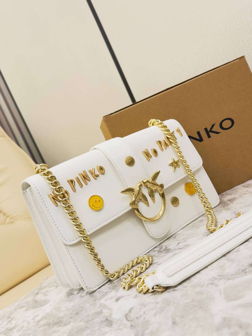 Pinko Love Bag in Smooth Leather with Graffiti Lettering