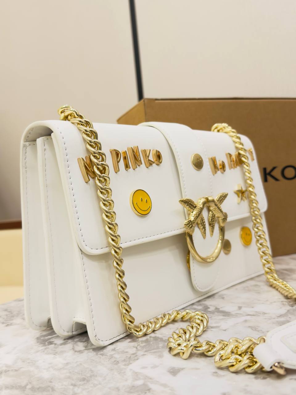 Pinko Love Bag in Smooth Leather with Graffiti Lettering