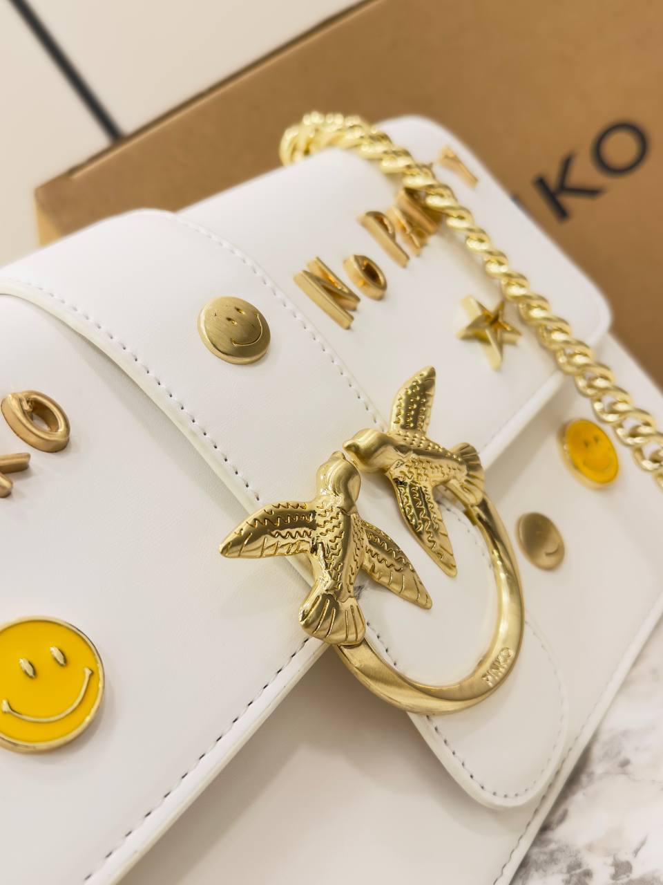 Pinko Love Bag in Smooth Leather with Graffiti Lettering
