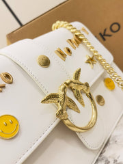 Pinko Love Bag in Smooth Leather with Graffiti Lettering