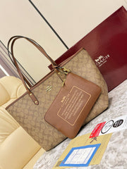 Coach City Tote XL in Signature Canvas with Wristlet Pouch